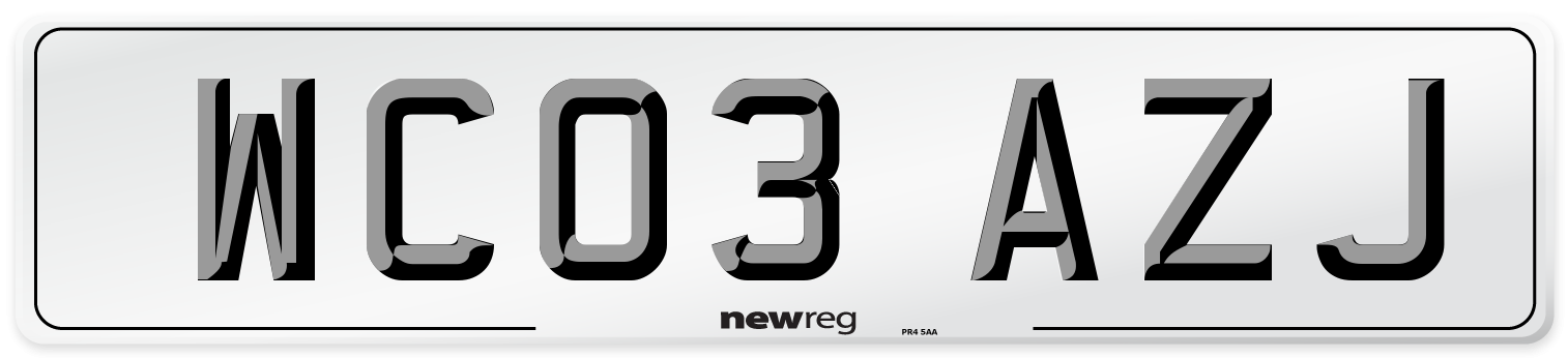 WC03 AZJ Number Plate from New Reg